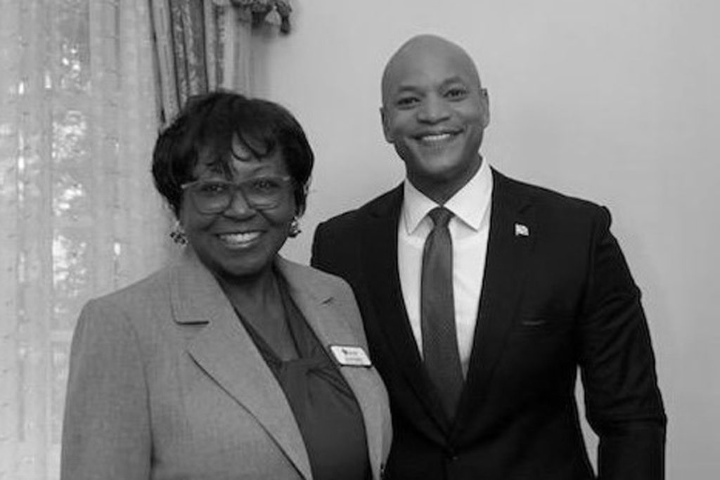 Maryland Executive Chapter Director Yolanda Rayford and Maryland Governor Wes Moore posing for photo