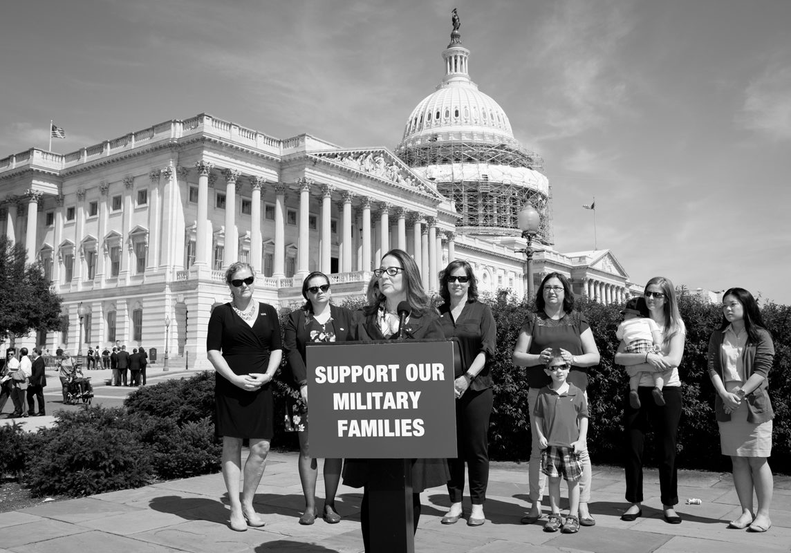 blue star families and military spouses speaking in front of U.S. Capitol building