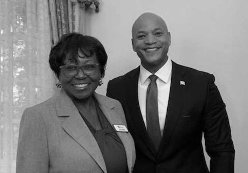 Maryland Executive Chapter Director Yolanda Rayford and Maryland Governor Wes Moore posing for photo